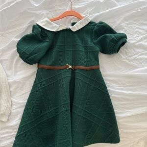 Janie and Jack Green Dress with White Collar